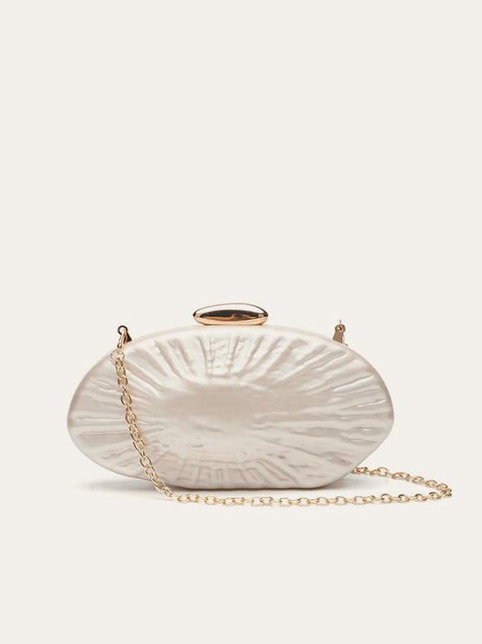Elegant Pearl Texture Clutch with Stylish Gold Chain