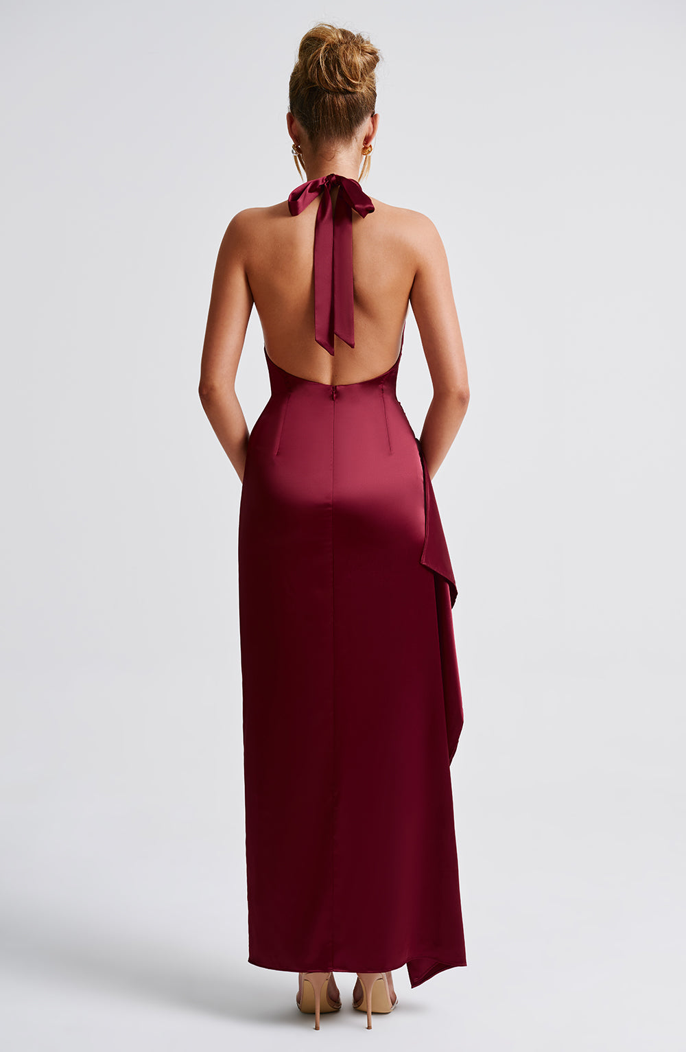 Colette Maksi Elbise - Bordo Shine Aura