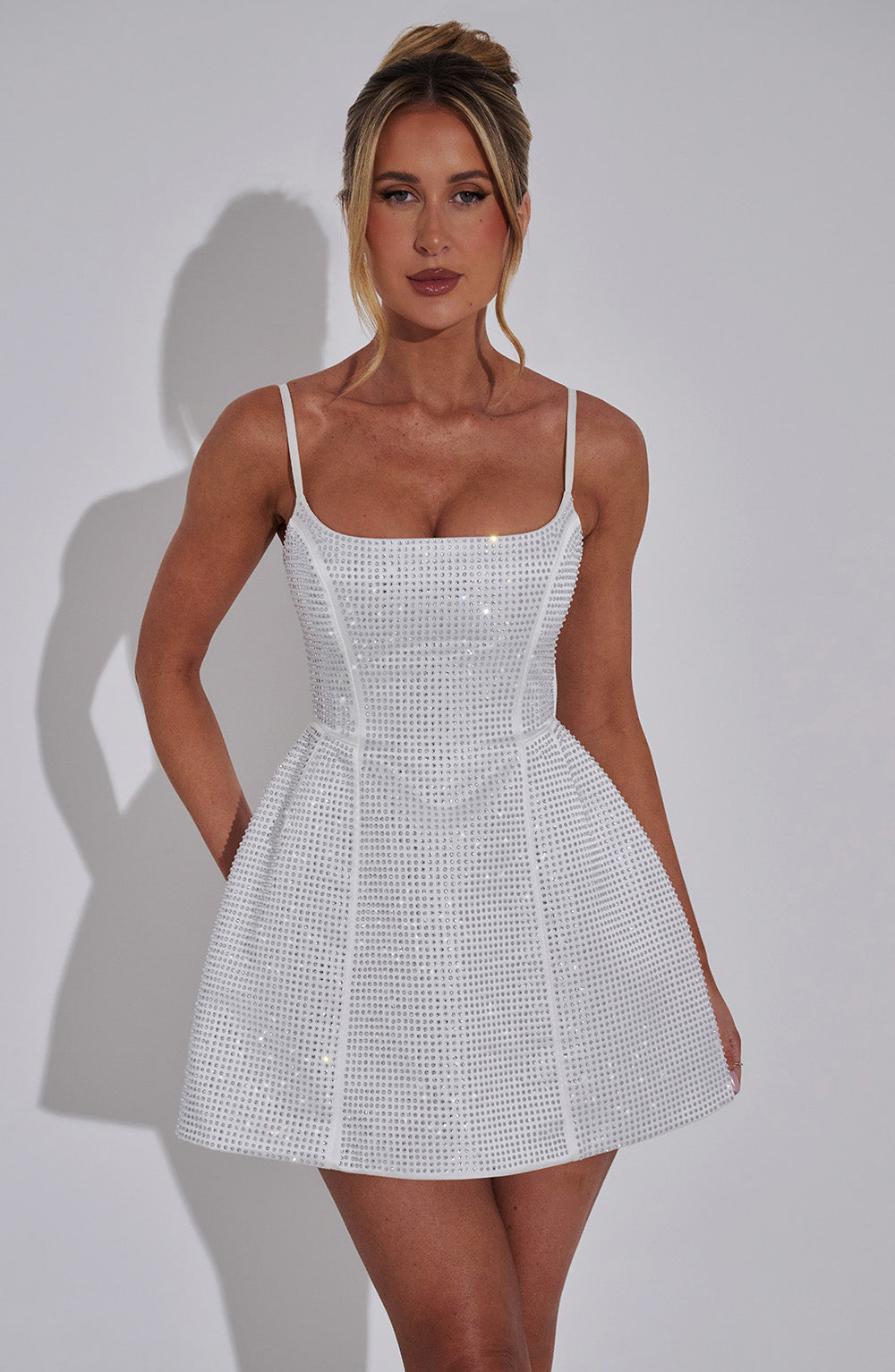 Emma Mini Elbise - Fildişi Shine Aura