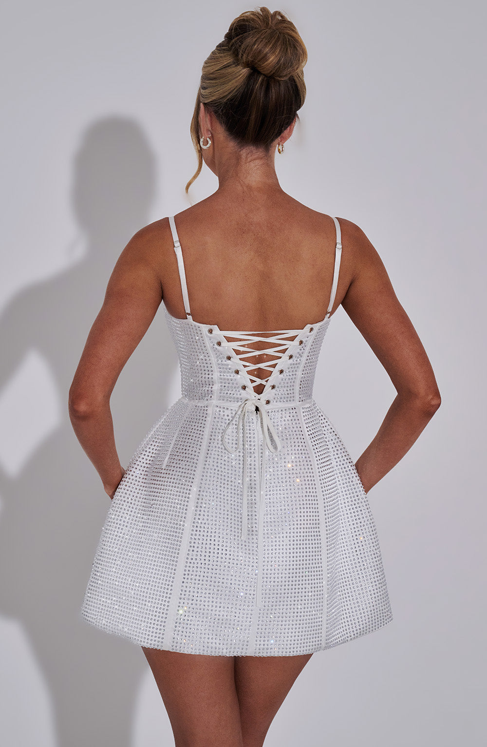 Emma Mini Elbise - Fildişi Shine Aura