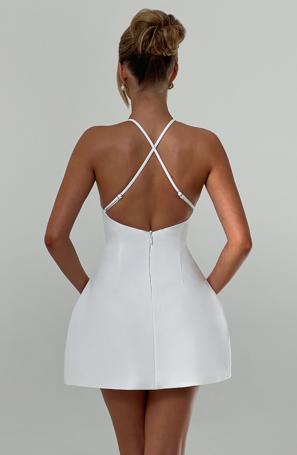 Jayne Mini Elbise - Fildişi Shine Aura