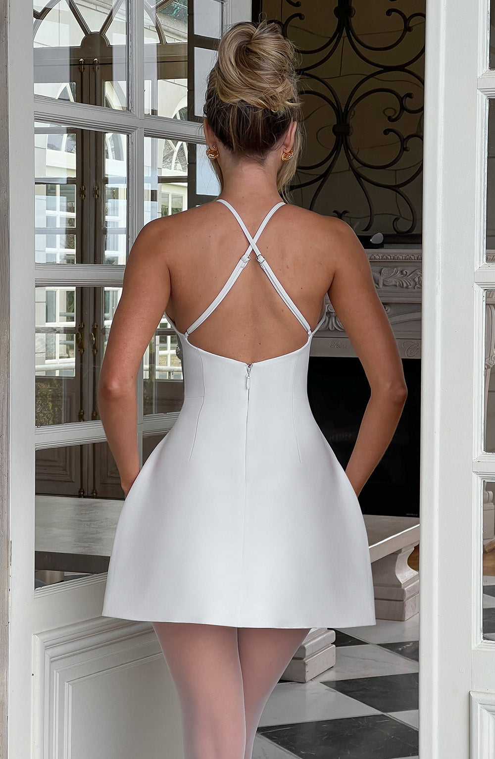 Jayne Mini Elbise - Fildişi Shine Aura