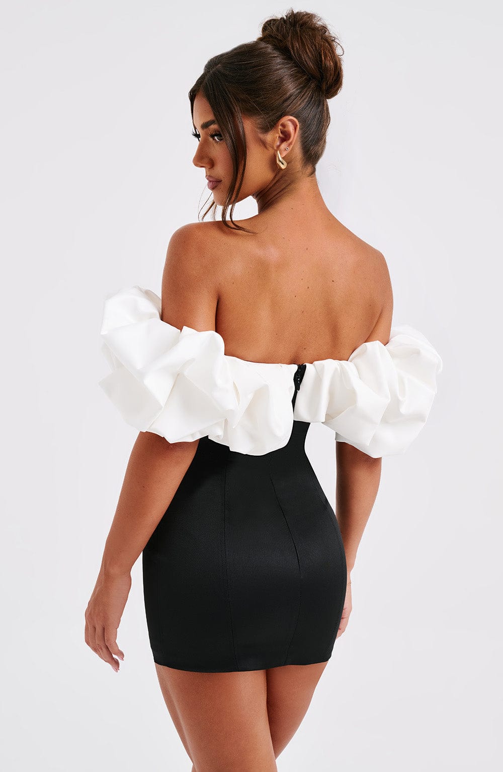 Allie Mini Elbise - Siyah/Beyaz Shine Aura