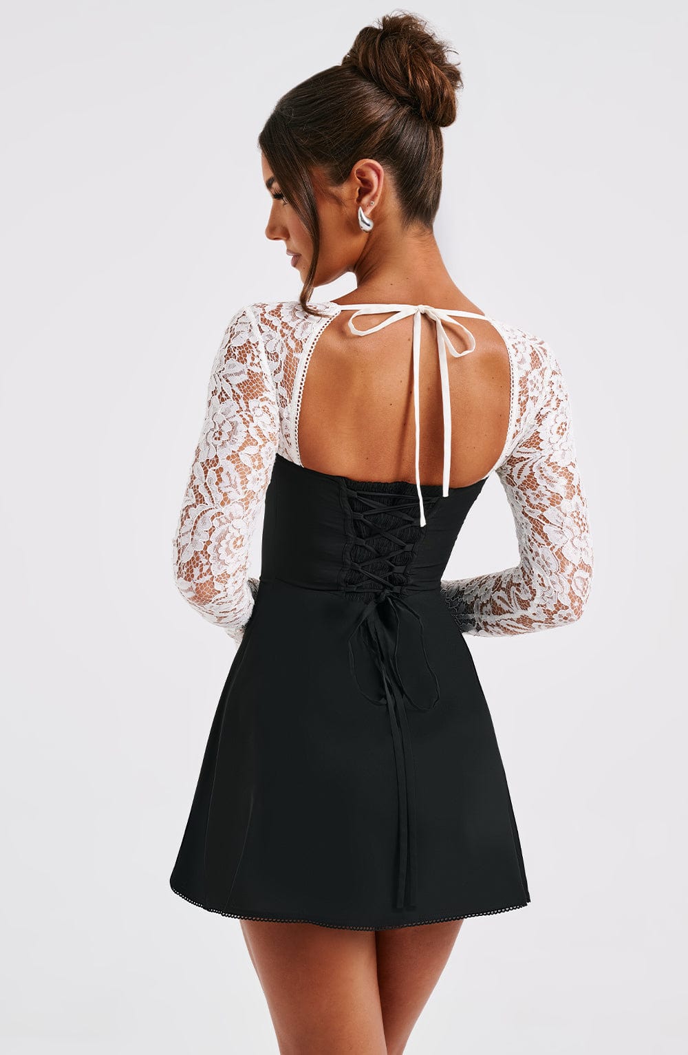 Jacinta Mini Elbise - Siyah/Beyaz Shine Aura