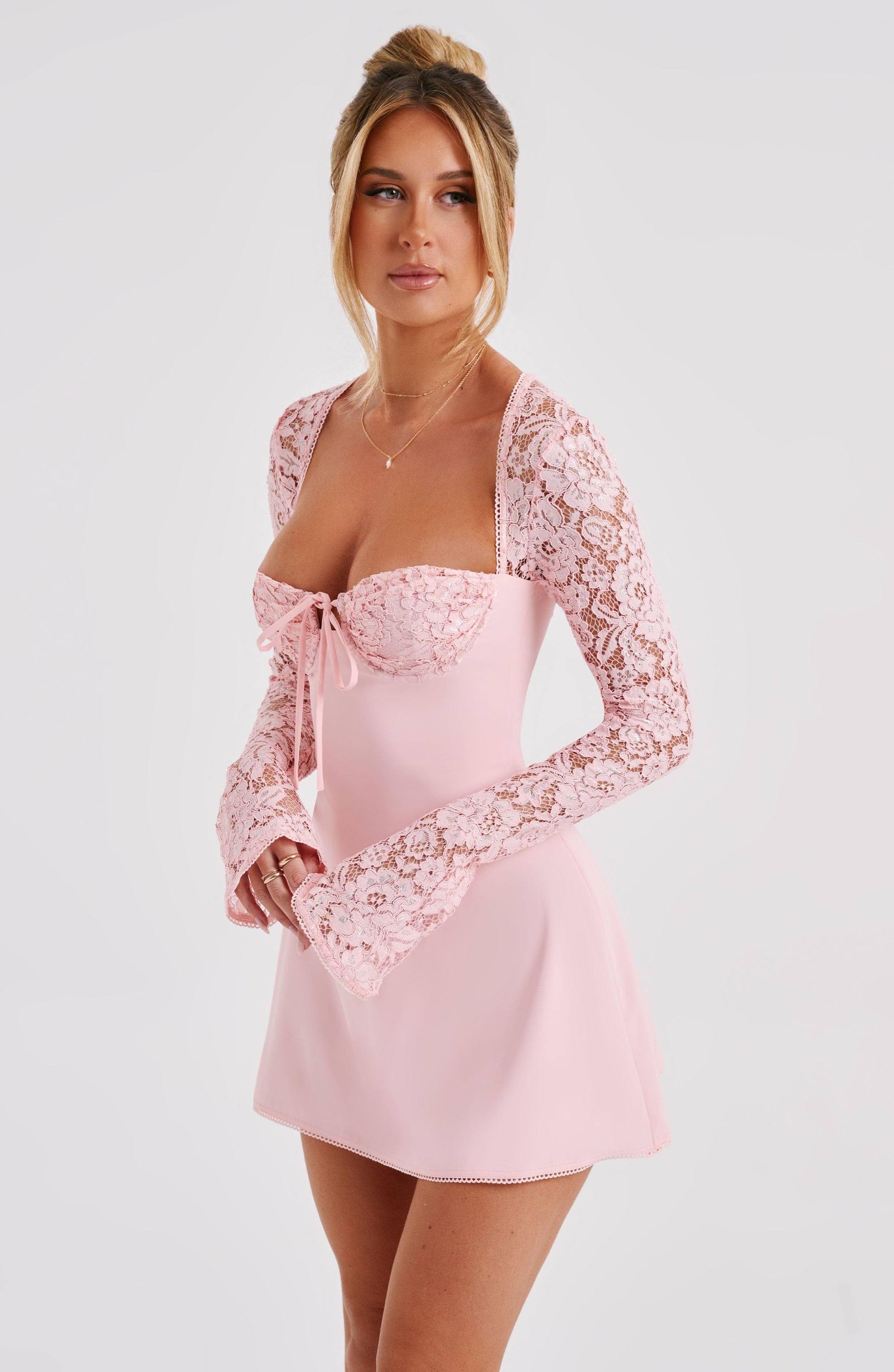 Jacinta Mini Elbise - Allık Shine Aura