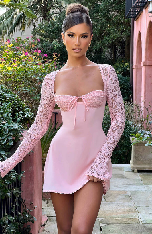 Jacinta Mini Elbise - Allık Shine Aura