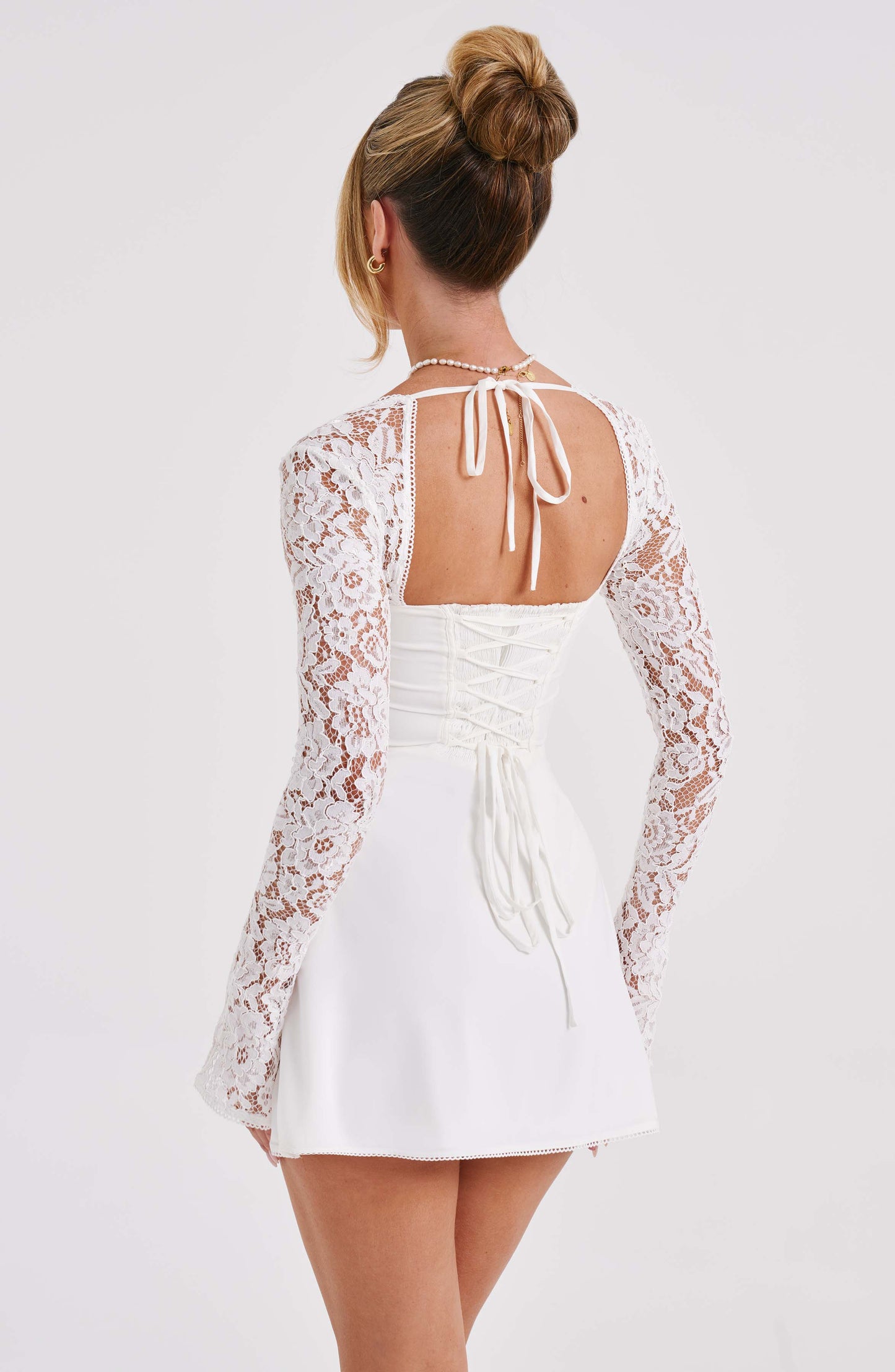 Jacinta Mini Elbise - Fildişi Shine Aura