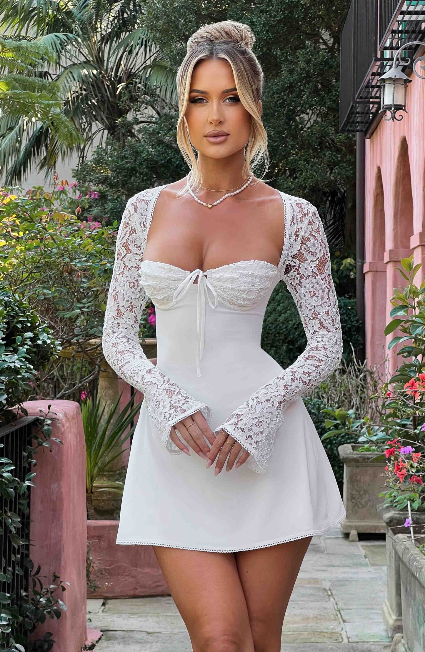 Jacinta Mini Elbise - Fildişi Shine Aura