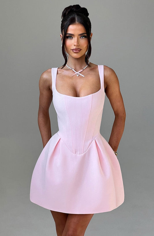 Janiyah Mini Elbise - Allık Shine Aura