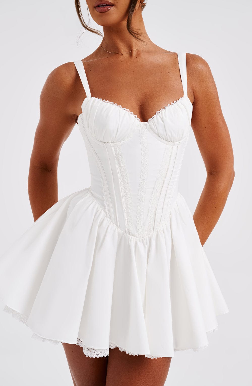 Josie Mini Elbise - Beyaz Shine Aura
