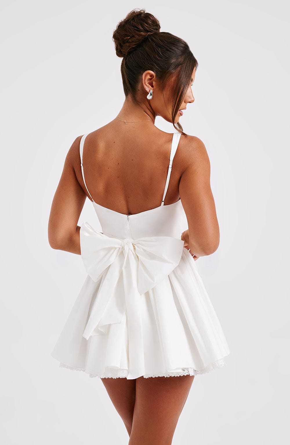 Josie Mini Elbise - Beyaz Shine Aura