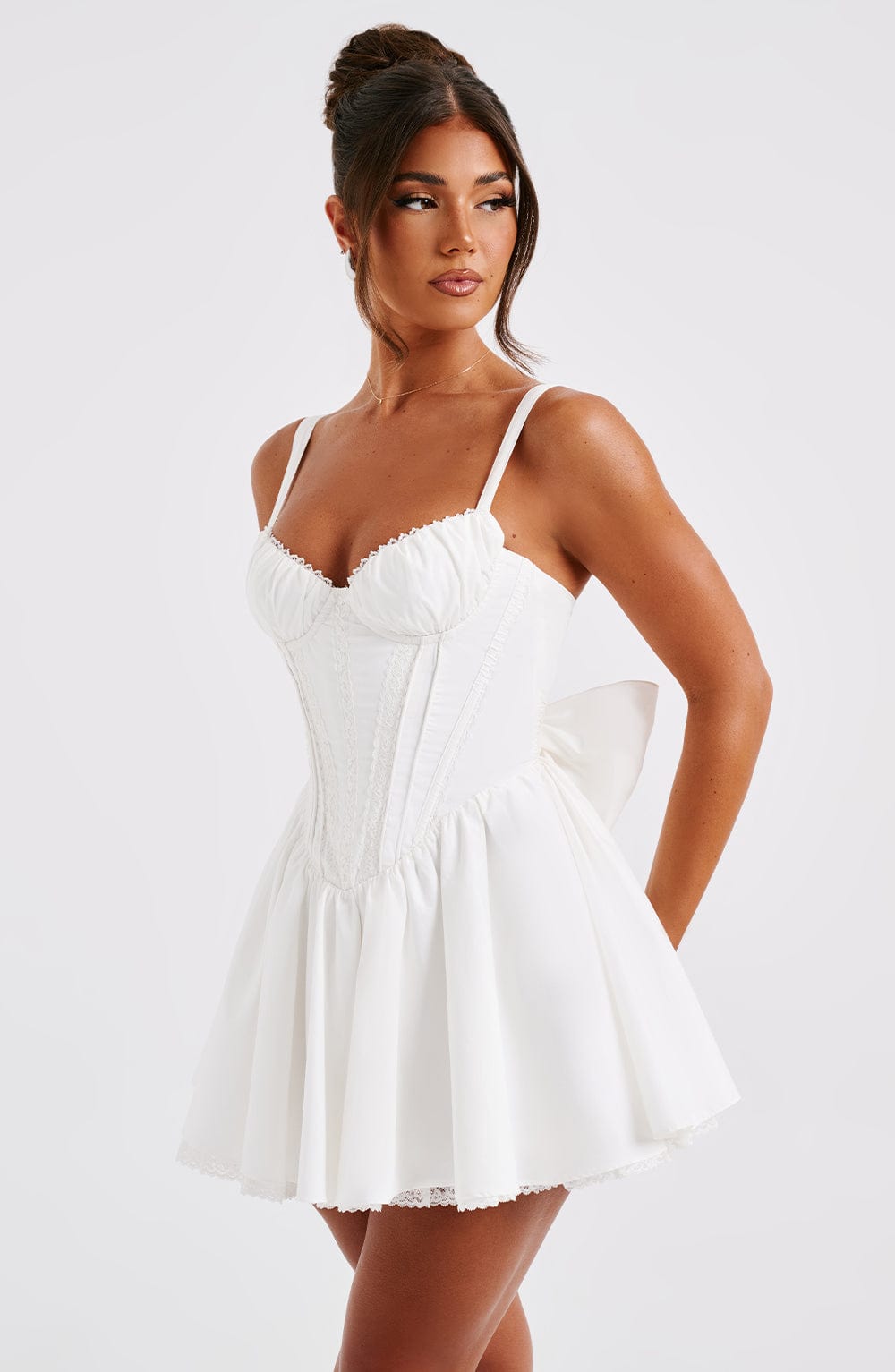 Josie Mini Elbise - Beyaz Shine Aura