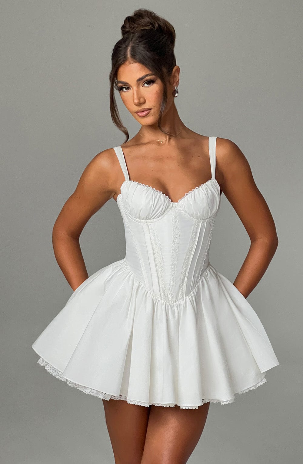 Josie Mini Elbise - Beyaz Shine Aura