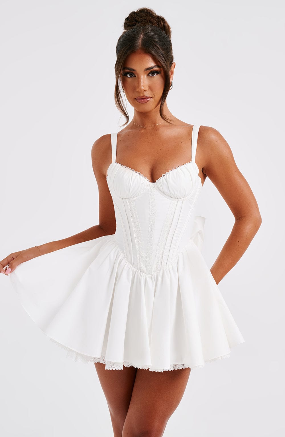 Josie Mini Elbise - Beyaz Shine Aura