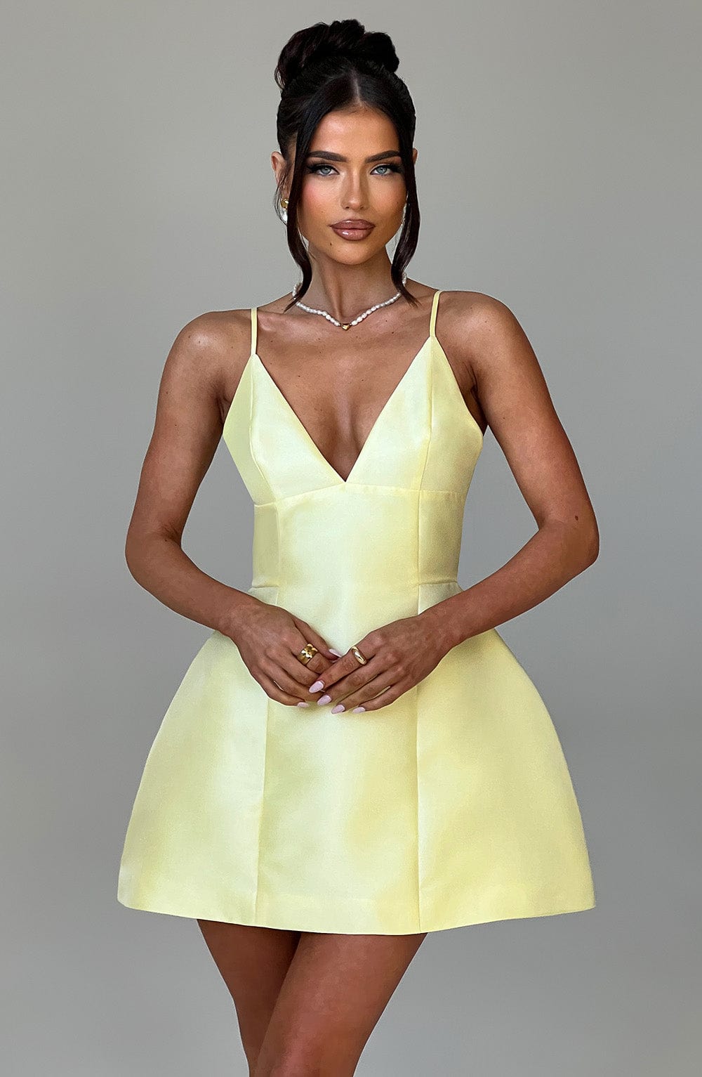 Nicole Mini Elbise - Limon Shine Aura