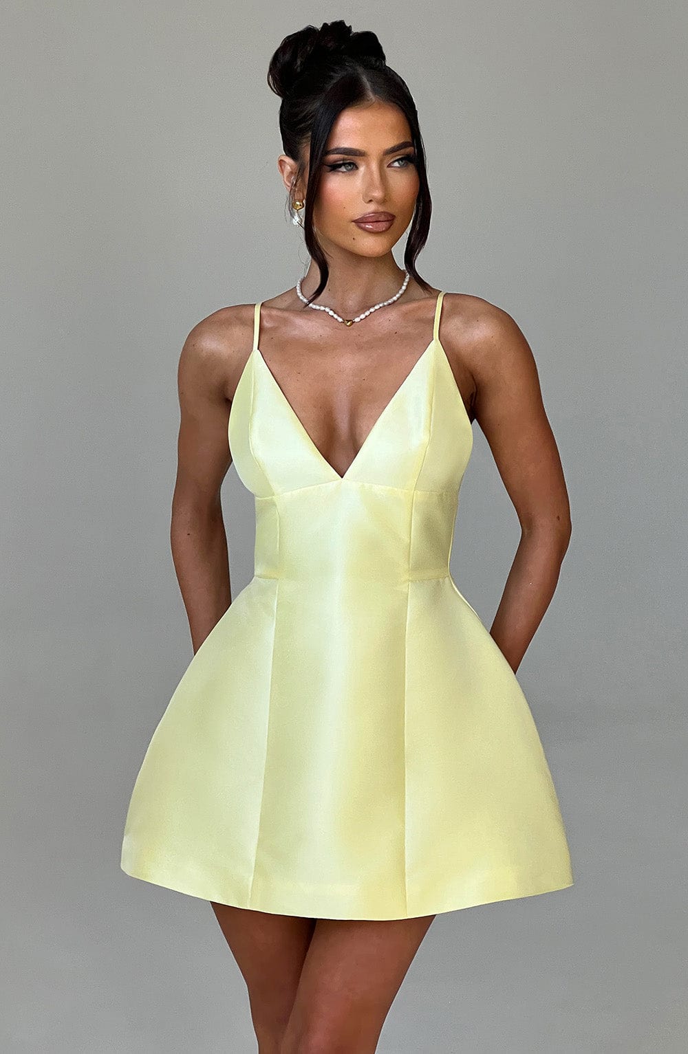 Nicole Mini Elbise - Limon Shine Aura