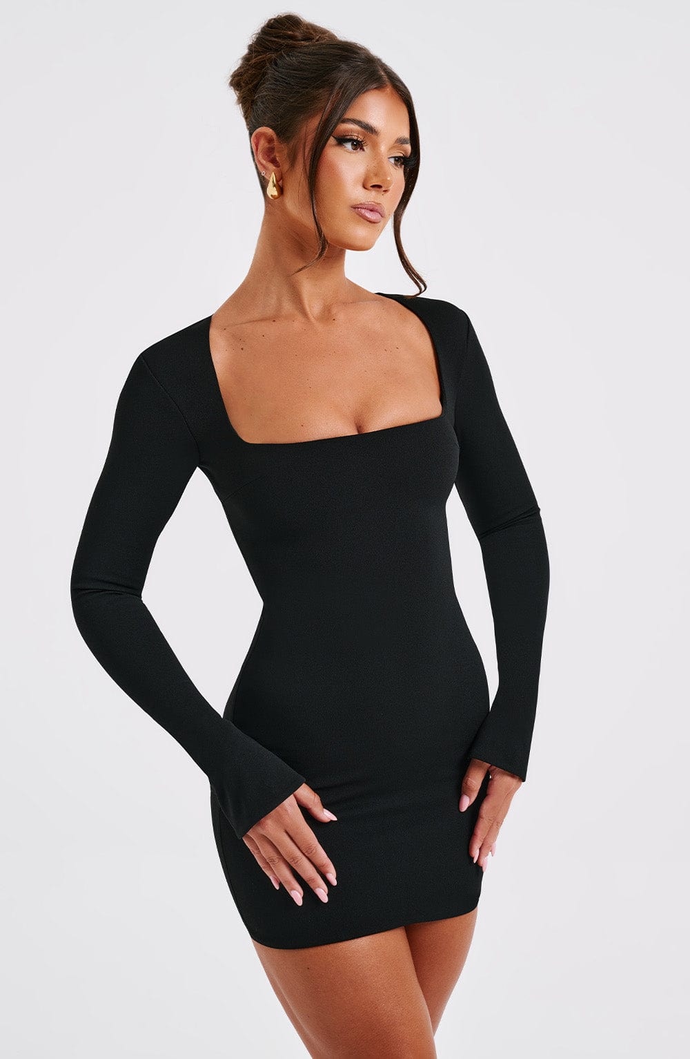 Priya Mini Elbise - Siyah Shine Aura