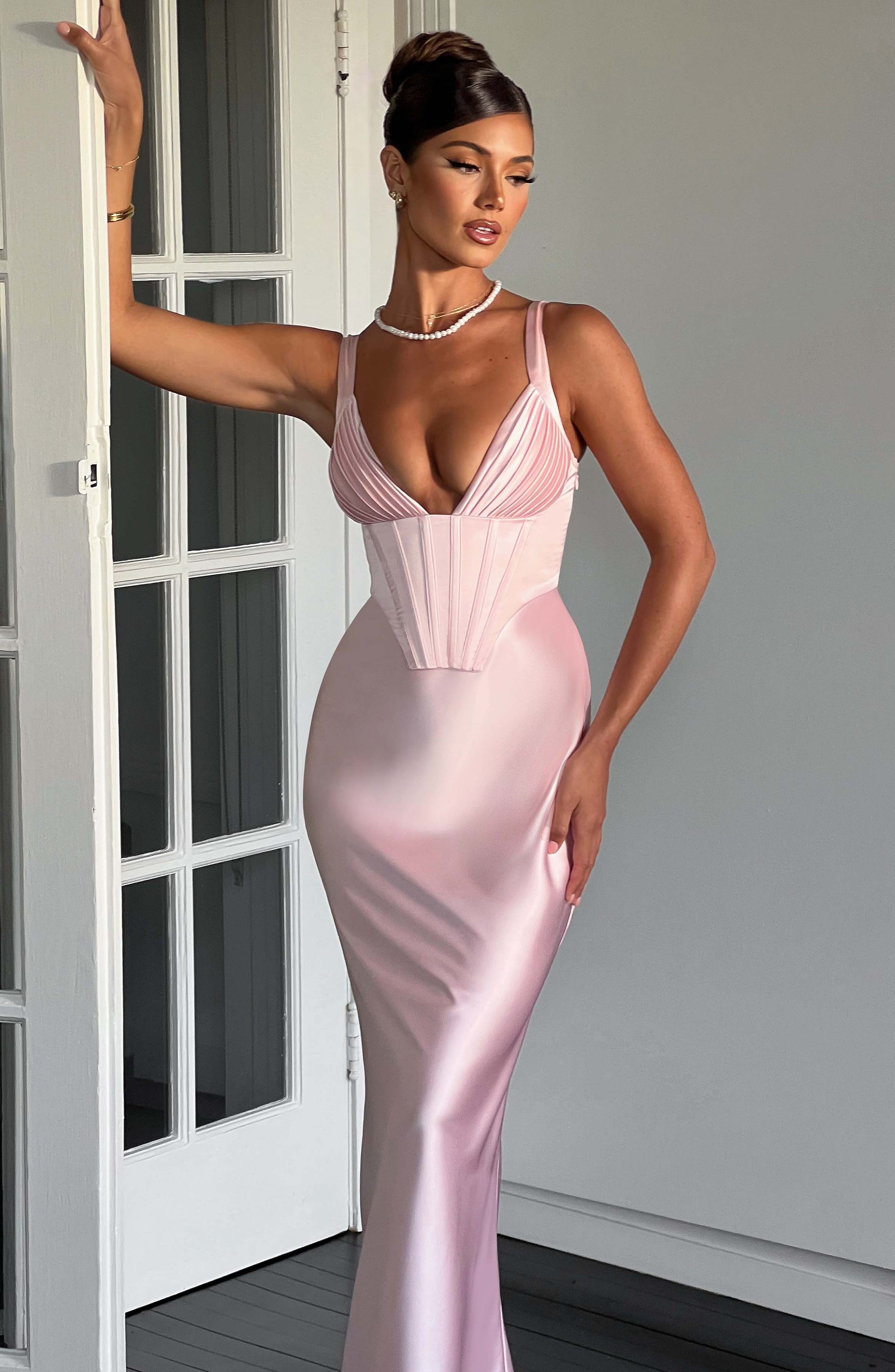 Shae Maksi Elbise - Allık Shine Aura